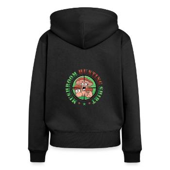 Pilzsammler Pilzjagd - Frauen Premium Bio Zip Hoodie - Schwarz - Hinten - Julia (174cm)