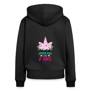 Enfant T Shirt 2 Ans Fille Anniversaire Cadeau - Women's Premium Organic Zip Hoodie - black - Back - Julia (174cm)