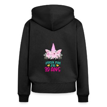 Enfant T Shirt 39 Ans Fille Anniversaire Cadeau - Women's Premium Organic Zip Hoodie - black - Back - Julia (174cm)