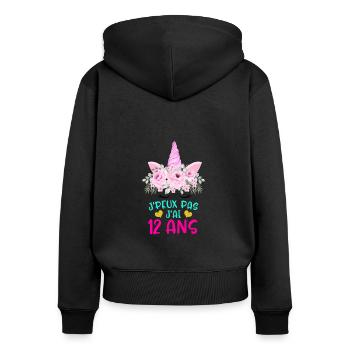 Enfant T Shirt 12 Ans Fille Anniversaire Cadeau - Women's Premium Organic Zip Hoodie - black - Back - Julia (174cm)