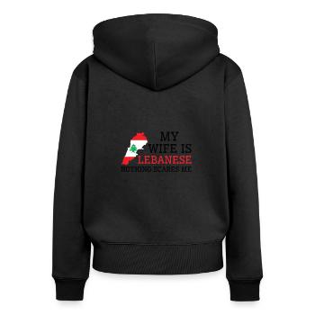 Nothing Scares Me Lebanese Wife Lebanon - Women's Premium Organic Zip Hoodie - black - Back - Julia (174cm)