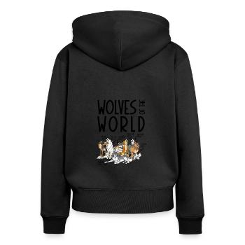 Les loups du monde - Sweat à capuche zippé Premium bio Femme - noir - Dos - Julia (174cm)