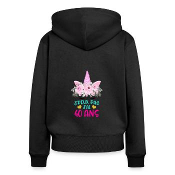 Enfant T Shirt 40 Ans Fille Anniversaire Cadeau - Women's Premium Organic Zip Hoodie - black - Back - Julia (174cm)