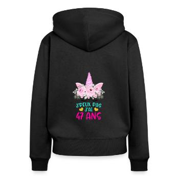 Enfant T Shirt 47 Ans Fille Anniversaire Cadeau - Women's Premium Organic Zip Hoodie - black - Back - Julia (174cm)