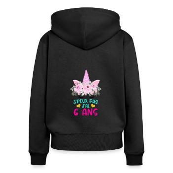 Enfant T Shirt 6 Ans Fille Anniversaire Cadeau - Women's Premium Organic Zip Hoodie - black - Back - Julia (174cm)