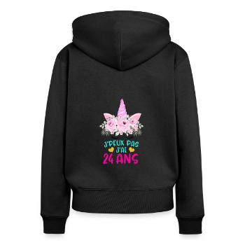 Enfant T Shirt 24 Ans Fille Anniversaire Cadeau - Women's Premium Organic Zip Hoodie - black - Back - Julia (174cm)