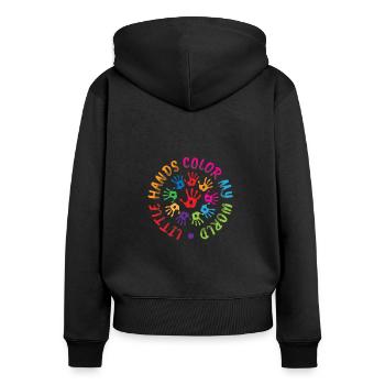 Little Hands Color My World Kindergarten Lehrerin - Frauen Premium Bio Zip Hoodie - Schwarz - Hinten - Julia (174cm)