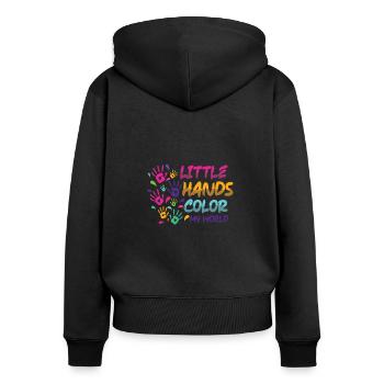 Little Hands Color My World Kindergarten Lehrerin - Frauen Premium Bio Zip Hoodie - Schwarz - Hinten - Julia (174cm)