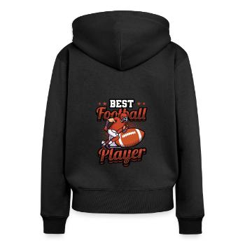 Bester American Footballspieler - Frauen Premium Bio Zip Hoodie - Schwarz - Hinten - Julia (174cm)