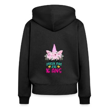 Enfant T Shirt 16 Ans Fille Anniversaire Cadeau - Women's Premium Organic Zip Hoodie - black - Back - Julia (174cm)