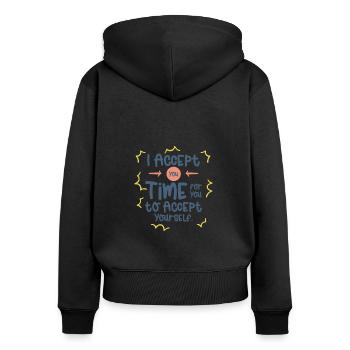 Inspirierender Motivator Selbstfürsorge - Frauen Premium Bio Zip Hoodie - Schwarz - Hinten - Julia (174cm)