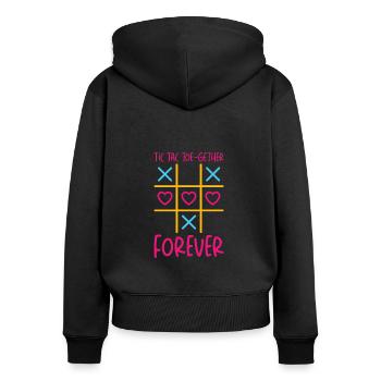 Valentinstag Kinder Familie Tic Tac Toe Spiel - Frauen Premium Bio Zip Hoodie - Schwarz - Hinten - Julia (174cm)