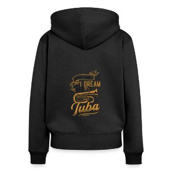 Ich Schnarche Nicht, Ich Träume, Ich Bin Eine Tuba - Frauen Premium Bio Zip Hoodie - Schwarz - Hinten - Julia (174cm)