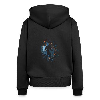 Éclaboussure de couleur Bigfoot - Sweat à capuche zippé Premium bio Femme - noir - Dos - Julia (174cm)