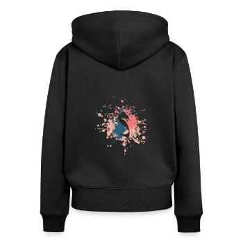 Belle éclaboussure de couleur de sirène - Sweat à capuche zippé Premium bio Femme - noir - Dos - Julia (174cm)