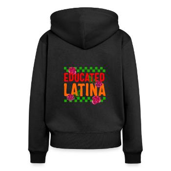 Chemise mexicaine, femme florale Latina Rose éduquée - Sweat à capuche zippé Premium bio Femme - noir - Dos - Julia (174cm)