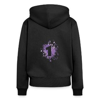 Numéro La 1ère éclaboussure de couleur - Sweat à capuche zippé Premium bio Femme - noir - Dos - Julia (174cm)
