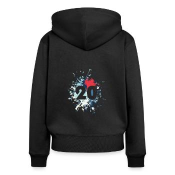 Nombre 20e couleur Splash - Sweat à capuche zippé Premium bio Femme - noir - Dos - Julia (174cm)