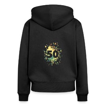 Numéro 50e couleur Splash - Sweat à capuche zippé Premium bio Femme - noir - Dos - Julia (174cm)