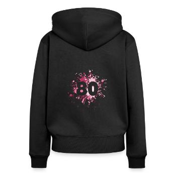 Number 80th Color Splash - Frauen Premium Bio Zip Hoodie - Schwarz - Hinten - Julia (174cm)