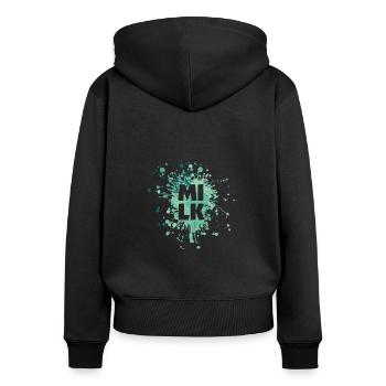 Milk Letter Color Splash - Frauen Premium Bio Zip Hoodie - Schwarz - Hinten - Julia (174cm)