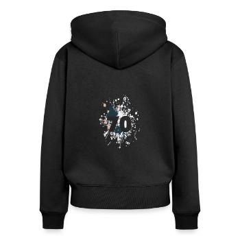 Numéro 70e éclaboussure de couleur - Sweat à capuche zippé Premium bio Femme - noir - Dos - Julia (174cm)