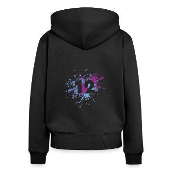 Number 12th Color Splash - Women's Premium Organic Zip Hoodie - black - Back - Julia (174cm)