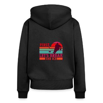 Joueur de hockey sur glace Amateur de sport Jeu de mots - Sweat à capuche zippé Premium bio Femme - noir - Dos - Julia (174cm)