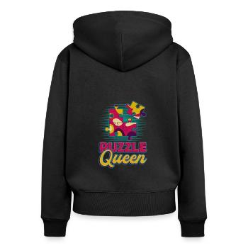 Puzzle Queen, jeu de réflexion - Sweat à capuche zippé Premium bio Femme - noir - Dos - Julia (174cm)