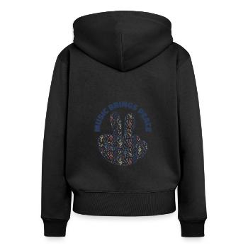 Friedensliebhaber Musik Noten Musiker - Frauen Premium Bio Zip Hoodie - Schwarz - Hinten - Julia (174cm)