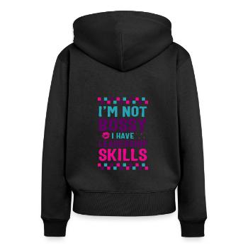 Leadership Shirt, I'm Not Bossy Leader - Women's Premium Organic Zip Hoodie - black - Back - Julia (174cm)