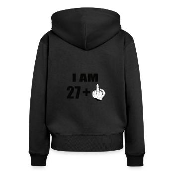 28 Geburtstag - Frauen Premium Bio Zip Hoodie - Schwarz - Hinten - Julia (174cm)