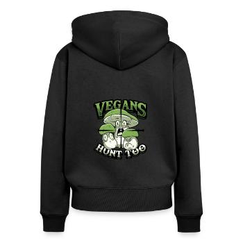Veganer Jagen Zu Pilzjagd - Frauen Premium Bio Zip Hoodie - Schwarz - Hinten - Julia (174cm)