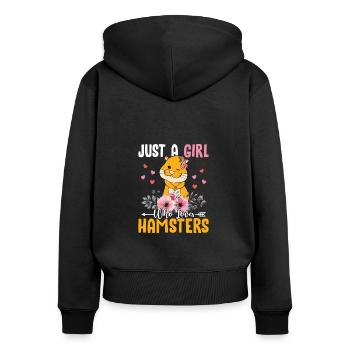 just girls who loves hamster - Women's Premium Organic Zip Hoodie - black - Back - Julia (174cm)