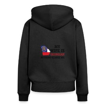 Rien ne me fait peur femme géorgienne Georgia - Sweat à capuche zippé Premium bio Femme - noir - Dos - Julia (174cm)