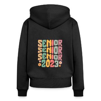 Abschlusshemd, Senior Class Of 2023 Geschenkende - Frauen Premium Bio Zip Hoodie - Schwarz - Hinten - Julia (174cm)