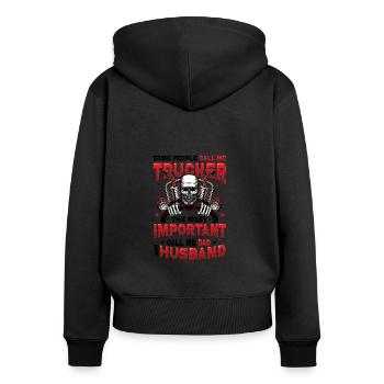 Trucker Husband Truck Driver Dad - Frauen Premium Bio Zip Hoodie - Schwarz - Hinten - Julia (174cm)