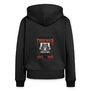 trucker lkwTrucker Husband Truck Driver Dad - Frauen Premium Bio Zip Hoodie - Schwarz - Hinten - Julia (174cm)