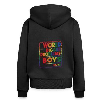 Des problèmes plus importants que les gars qui embrassent des garçons - Sweat à capuche zippé Premium bio Femme - noir - Dos - Julia (174cm)