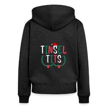 Tinsel Tits And Jingle Balls - Funny Christmas - Women's Premium Organic Zip Hoodie - black - Back - Julia (174cm)