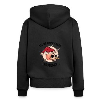 Halloween Urlaub Gruseliger Schneemann - Frauen Premium Bio Zip Hoodie - Schwarz - Hinten - Julia (174cm)