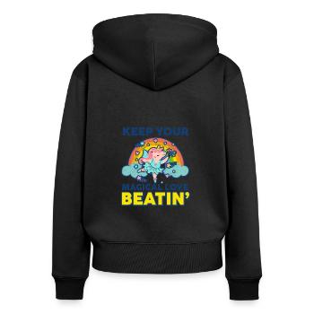 Rainbow Animal Singing Playing Unicorn Lover - Women's Premium Organic Zip Hoodie - black - Back - Julia (174cm)