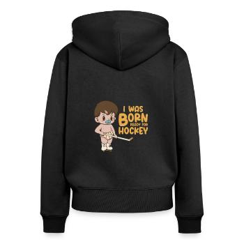 Eishockey Sport Trainer Spiel Spieler Torwart - Frauen Premium Bio Zip Hoodie - Schwarz - Hinten - Julia (174cm)