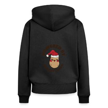 Christmas Vegetable Santa Claus Holiday Potato - Women's Premium Organic Zip Hoodie - black - Back - Julia (174cm)