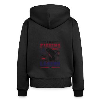 The Fishing Legend, Angler, American Flag - Women's Premium Organic Zip Hoodie - black - Back - Julia (174cm)