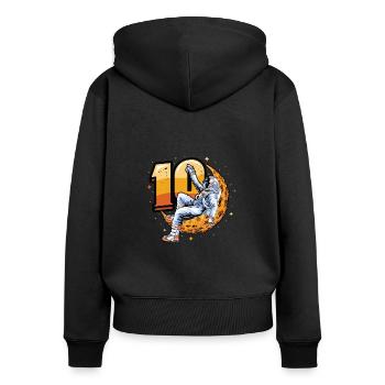 10e anniversaire, astronaute, décorations - Sweat à capuche zippé Premium bio Femme - noir - Dos - Julia (174cm)