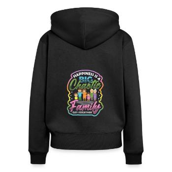 Suitable outfit for the family group - Women's Premium Organic Zip Hoodie - black - Back - Julia (174cm)