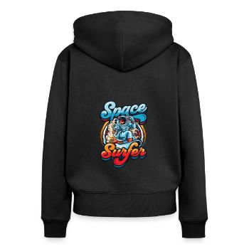 Space surfer astronaut - Women's Premium Organic Zip Hoodie - black - Back - Julia (174cm)