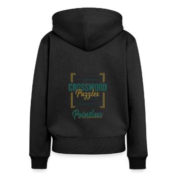Amateurs de mots croisés, Mots croisés - Sweat à capuche zippé Premium bio Femme - noir - Dos - Julia (174cm)