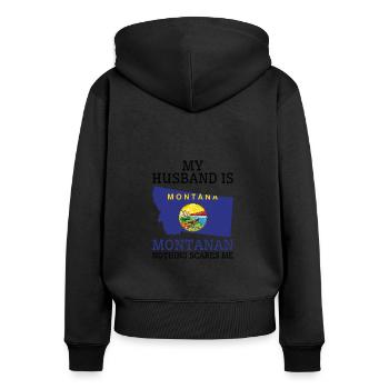 Nichts macht mir Angst Montanan Husband Montana - Frauen Premium Bio Zip Hoodie - Schwarz - Hinten - Julia (174cm)